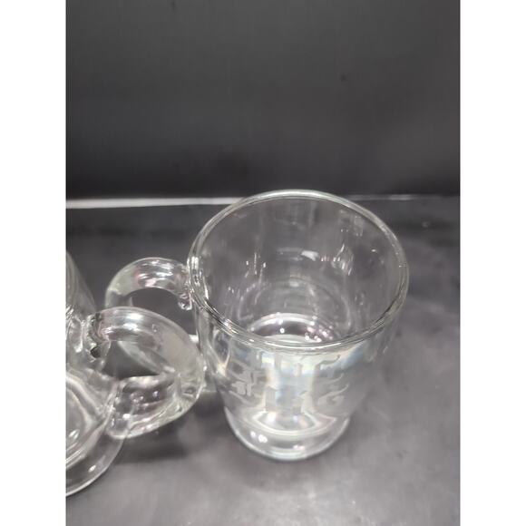 Etched Glass Coffee Mugs, His & Hers Pedestal Cups, Set of 2, Couples Coffee Set - Picture 5 of 9